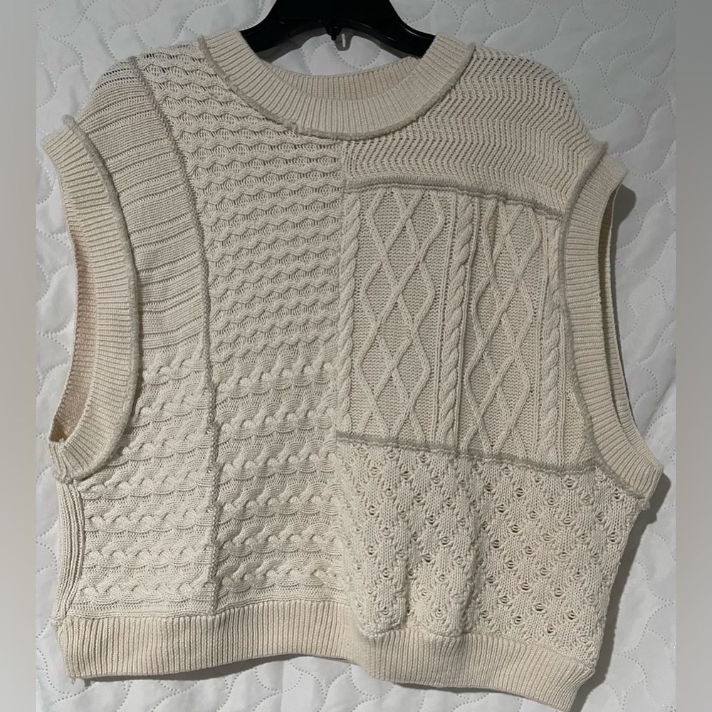 Women's Free People Cream cable Knit Sweater Vest, Size S